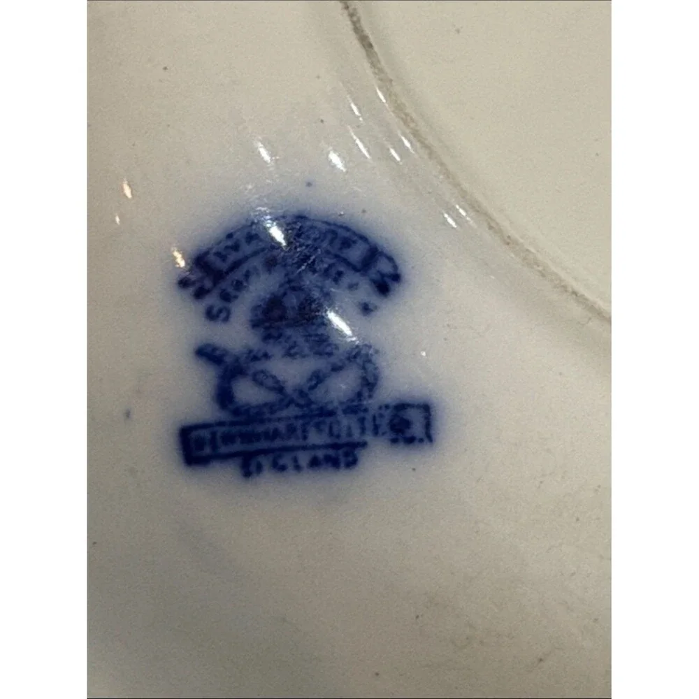 Antique Wood & Sons Royal Semi Porcelain Flow Blue Floral Bowl England